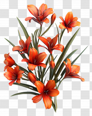 Saffron Flowers - Beautiful Red Flowers Bouquet Transparent PNG