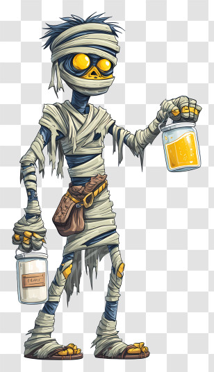 Mummy Voodoo Doll - Cartoon Mummy With Bottles Transparent PNG
