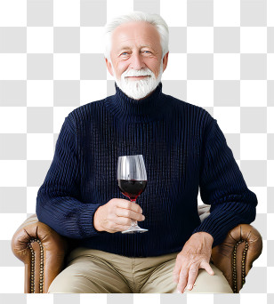 Old Man Drinking - Smiling Elderly Man With Wine Glass Transparent PNG