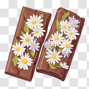 International Chocolate Day - Chocolate Bars Decorated With Flowers Transparent PNG