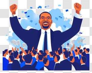 Civil Rights Day - Leader Celebrating With Crowd Transparent PNG