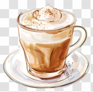 Cappuccino Coffee - Coffee Cup With Whipped Cream Transparent PNG