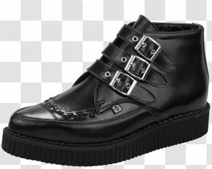 T.U.K. 3-Buckle Pointed Boots Black 6 Brothel Creeper Shoe - Boot Transparent PNG