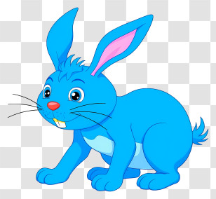 Cartoon Bunny - Blue Cartoon Rabbit With Whiskers Transparent PNG