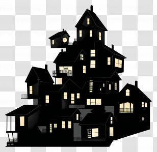 Real Estate - Silhouette Of A House With Lights Transparent PNG