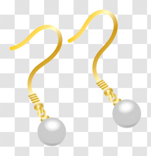 Cartoon - Elegant Gold Hook Pearl Earrings Transparent PNG