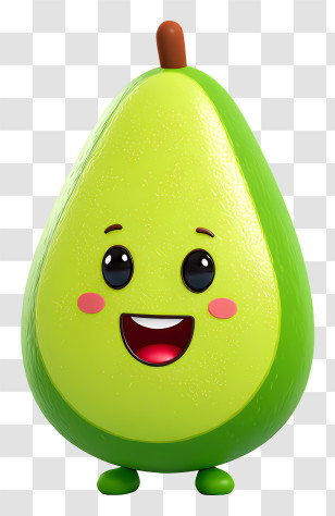 Kawaii Avocado Character - Happy Pear Cartoon Transparent PNG