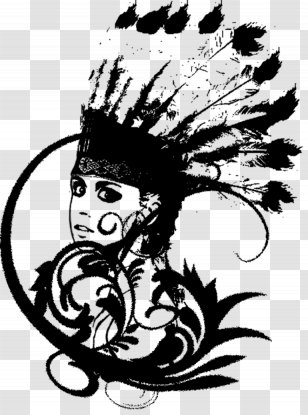 Black And White Drawing Art Clip - Cartoon - Indian Woman Transparent PNG