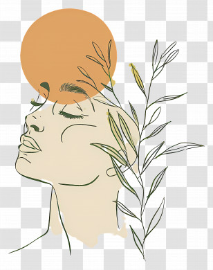 People - Abstract Line Art Of Woman And Nature Transparent PNG