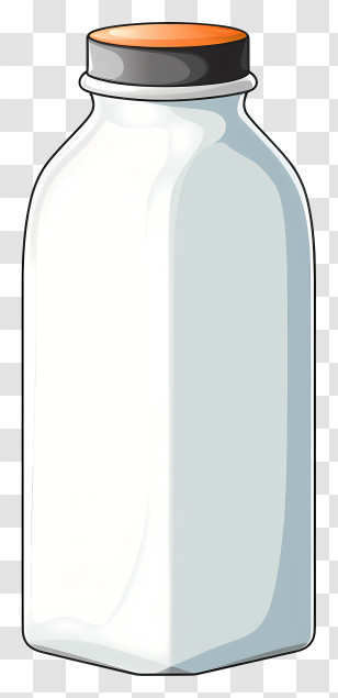 Glass Jar - Milk Bottle With Orange Cap Transparent PNG