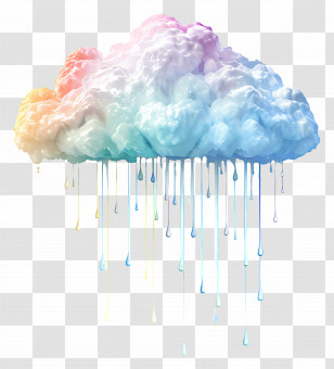Rain Drop - Rainbow Cloud Illustration With Dripping Effect Transparent PNG