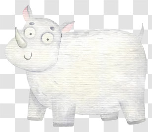 Watercolor Rhinoceros - Cute Cartoon Rhino Transparent PNG