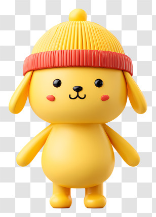 Pompompurin - Cute Yellow Dog Toy With Beanie Transparent PNG