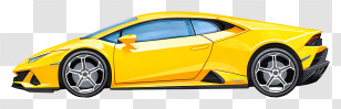 Lamborghini Car - Yellow Supercar Side View Transparent PNG