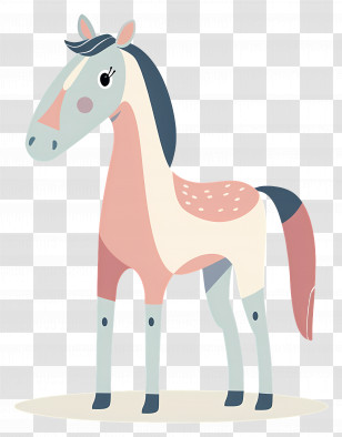 Cute Horse - Cute Cartoon Horse Illustration With Pastel Colors Transparent PNG