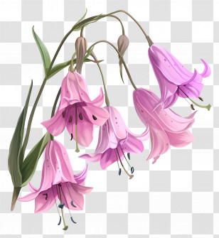 Pink Bluebells - Beautiful Pink Bell Flowers Illustration Transparent PNG