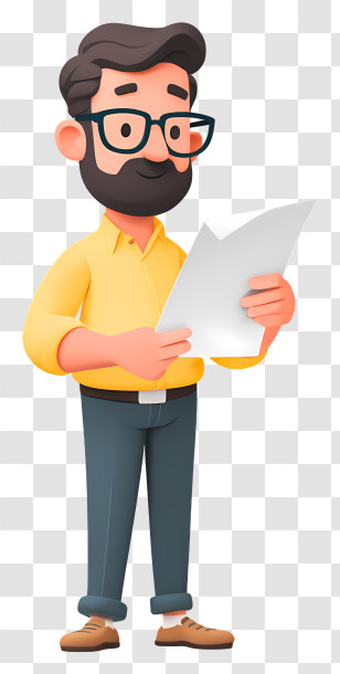 Bearded Man Reviewing Document Transparent PNG