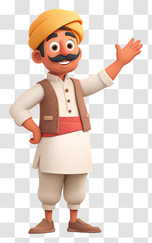 Indian Farmer Welcome - Man In Traditional Outfit Waving Transparent PNG