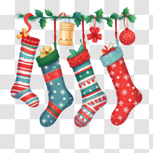 Christmas Stockings
 - Decorative Christmas Stockings In Festive Design Transparent PNG