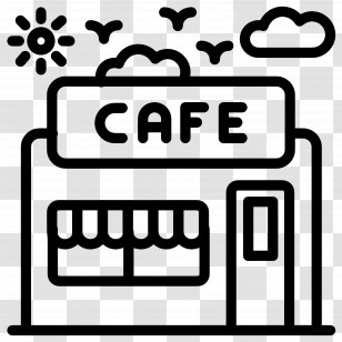 Cafe - Cafe Building With Sign Transparent PNG