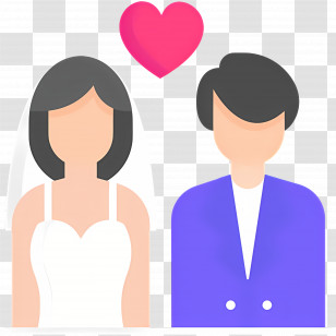 Wedding Couple - Wedding Couple With Red Heart Symbol Transparent PNG