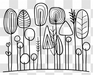 Trees - Abstract Line Art Trees Transparent PNG