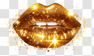 Glitter Kiss - Golden Sparkle Lips With Glitter Transparent PNG