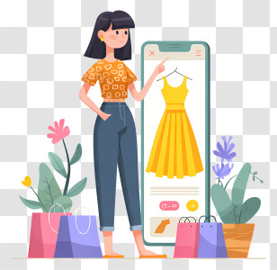Online Shopping - Woman Shopping On Mobile App Transparent PNG