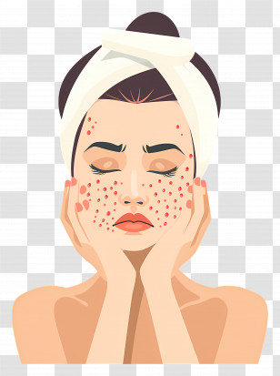 Skin Problem - Woman With Acne Illustration Representing Skin Issues Transparent PNG
