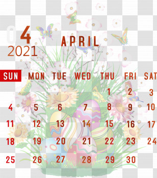 April 2021 Printable Calendar April 2021 Calendar 2021 Calendar Transparent PNG