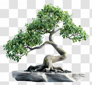 Bonsai Tree - Green Bonsai Tree Illustrated Sculpture Transparent PNG