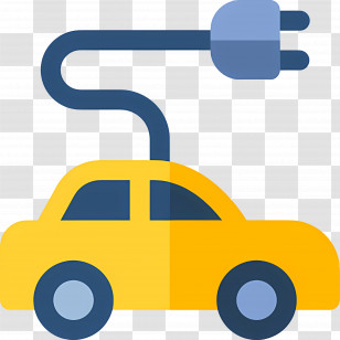 Electric Car - Yellow Electric Car With Plug Icon Transparent PNG