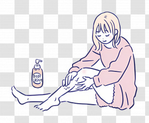 Girl - Illustration Of Woman Applying Body Cream Transparent PNG