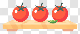 Cherry Tomato - Three Fresh Tomatoes On Wooden Board Illustration Transparent PNG
