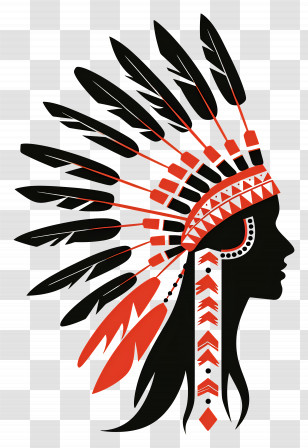 Tribal Headdress - Tribal Feathered Headdress Silhouette Art Transparent PNG