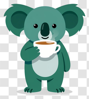 Cozy Koala With Coffee Cup Transparent PNG