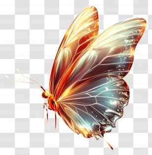 Sparking Butterfly - Colorful Butterfly With Vibrant Wings Transparent PNG