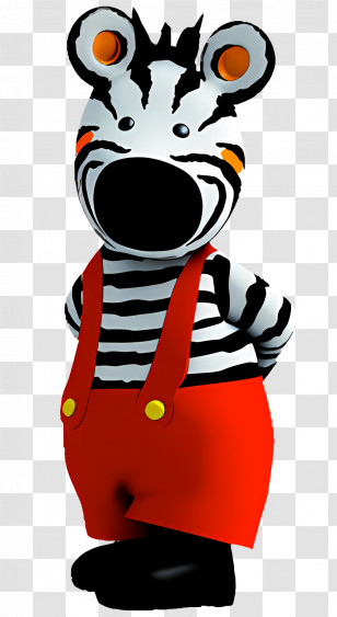 Zigby - Cartoon Zebra In Red Overalls Transparent PNG