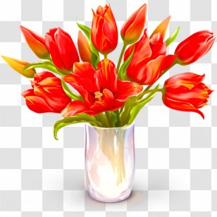 Birthday Cake Gift Valentines Day Icon - Orange - Creative Hand-painted Red Tulips Transparent PNG