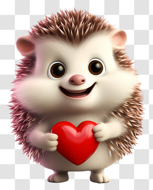Valentine Hedgehog - Cute Cartoon Hedgehog Holding A Heart Transparent PNG