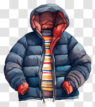Jacket - Colorful Winter Jacket With Hoodie Design Transparent PNG