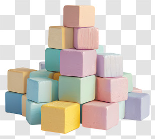 Building Blocks - Stacked Pastel Blocks Illustration Transparent PNG