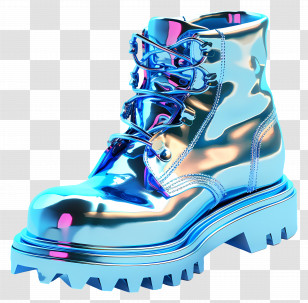 Blue Boots - Shiny Metallic Boot For Trendy Fashion Transparent PNG