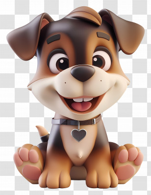 Cartoon Cute Puppy - Adorable Brown Cartoon Puppy With Heart Collar Transparent PNG