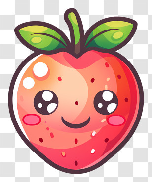Kawaii - Cute Smiling Strawberry Cartoon Transparent PNG