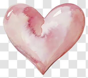 Cartoon - Light Red Glossy Watercolor Heart Illustration Transparent PNG