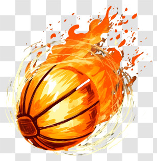 Basketball On Fire - Flaming Basketball Illustration Transparent PNG
