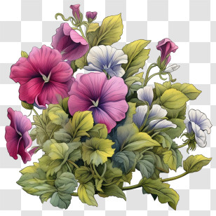 Petunia Flower - Colorful Flower Bouquet Illustration Transparent PNG