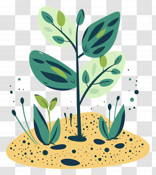 Cute Growing Plant Graphic - Illustration Of A Cute Growing Plant With Leaves Transparent PNG