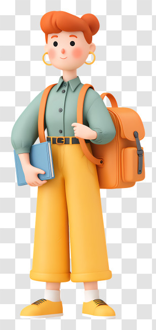 Girl Preparing School Backpack - Student With Backpack And Books Transparent PNG